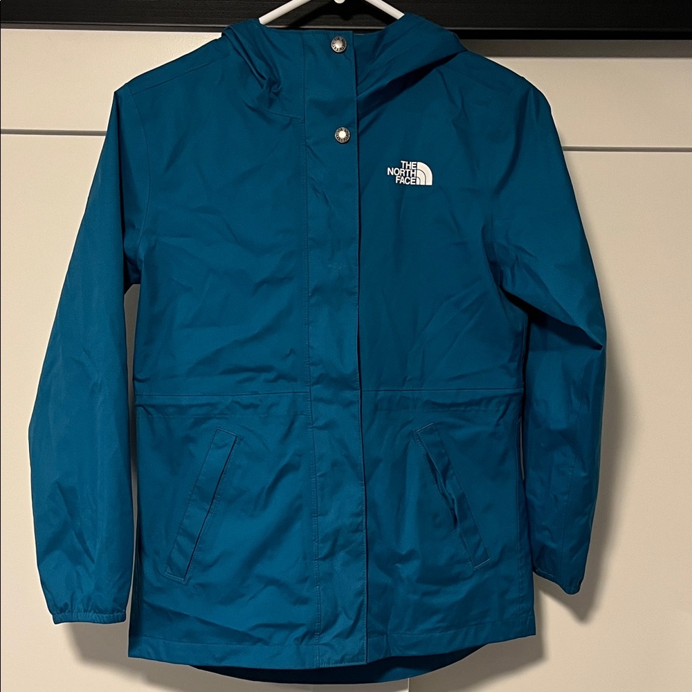The North Face Teal Hooded  Rain Jacket